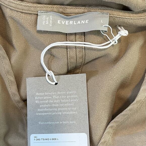 Everlane Tencel V Neck Sleeveless Tiered Midi Tank Dress L Neutral Sustainable - Picture 5 of 7